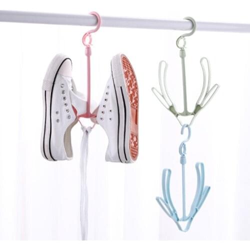 Double Hook Shoe Rack Balcony Rotatable Shoe Hook Multifunctional Drying Rack Windproof Shoe Rack Bathroom Supplies