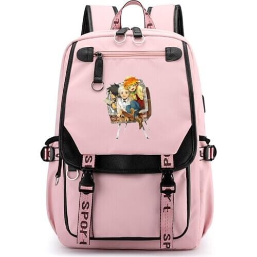 The Promised Neverland Laptop Backpack Emma Anime School Bags for Teenage Girls Waterproof Travel Bagpack Nylon Bookbag Rugzak
