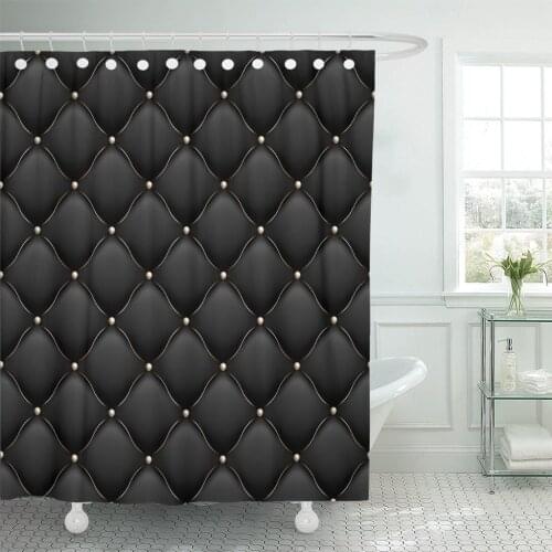 Black VIP Upholstery Gloss Quilted Pattern True Luxury with Gold Thread and Also Includes 10 Hooks Abstract Shower Curtain