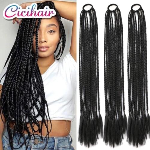 Ponytail Hairpiece Synthetic Extension Hair With Rubber Band Hair Ring 24” Ombre Box Crochet Braiding Hair Ponytail Purple Red