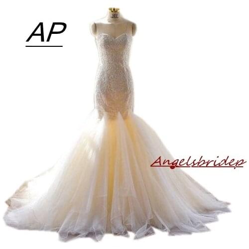 ANGELSBRIDEP Trouwjuk Mermaid Wedding Dress 2021 Fashion Appliques Floor-Length Vestidos De Novia Formal Princess Bride Gowns