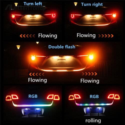 47.6inch RGB colorful flowing LED Trunk strip for car trunk dynamic blinkers led turn light Tail lights LED DRL Light