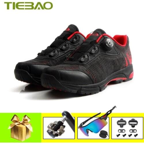 TIEBAO men women mountain bike shoes self-locking breathable sapatilha ciclismo mtb SPD Pedal Racing cycling sneakers footwear