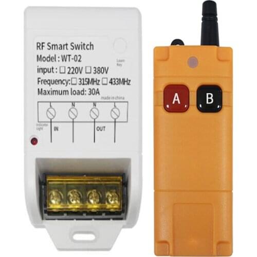 Universal RF Wireless AC 380V Remote Control Switch 1CH 30A Receiver Industrial Transmitter For water pump garage door opener