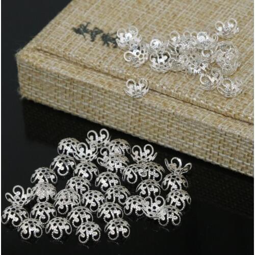 High quality silver-color 200pcs/lot wholesale price flower shape bead caps accessories spacers beads 8mm jewelry making B2548