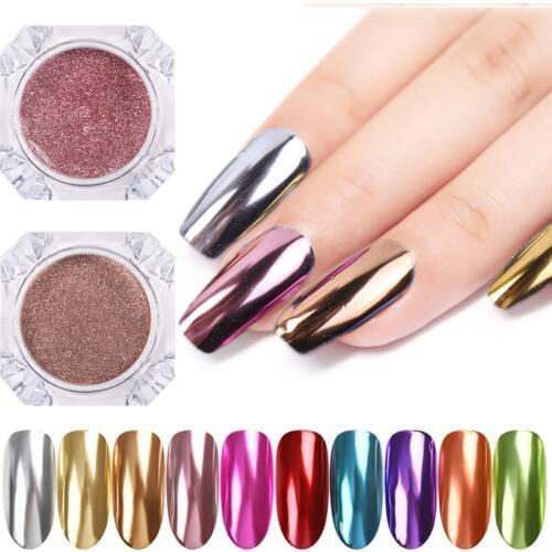 Nail Mirror Glitter Powder Metallic Color Nail Art UV Gel Polishing Chrome Flakes Pigment Dust Decorations