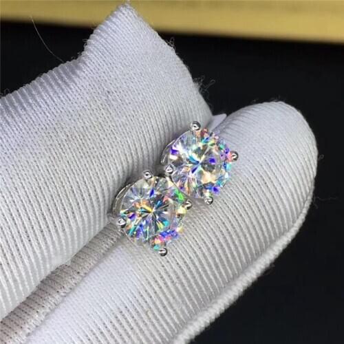 8MM Female Multicolor Round Stud Earrings For Women Silver Color White Red Pink Purple Zircon Earrings Wedding Studs Jewelry