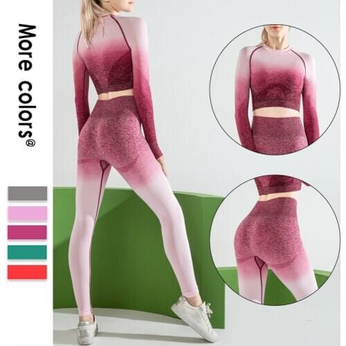 Long Sleeves Yoga Set Women Gym Sports Wear Fitness Workout Training Yoga Clothing Legging Running Suits ropa deportiva mujer