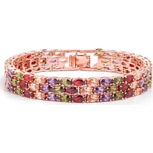 Zlxgirl jewelry Dubai Gold mixed color zirconia wedding bracelet jewelry AAA Cubic zircon cooper bangle bracelet bijoux