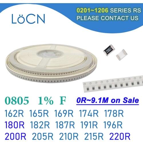 0805 1% 5000PCS SMD Resistor F 162R 165R 169R 174R 178R 180R 182R 187R 191R 196R 200R 205R 210R 215R 220R 2012 OHM