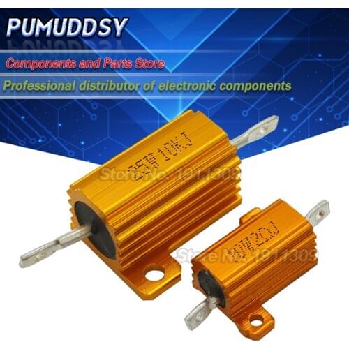 1PCS 10W 25W Aluminum Power Metal Shell Case Wirewound Resistor 0.01 ~ 30K 1 2 3 5 6 8 10 20 100 150 1K 10K ohm pumddsy RX24