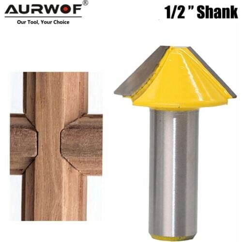 1pc 12mm 1/2 Solid Carbide V Shape Tenon Cutting Bits Knife Flat-bottomed Milling Cutters Router Bit for Wood Door Window 03150