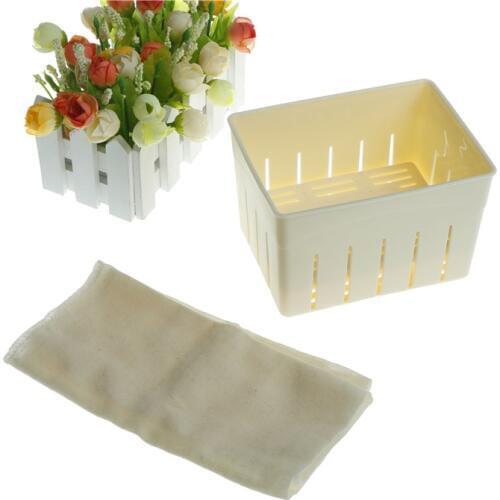 1Pcs/Set Plastic Tofu Maker Press Mold Kit + Cheese Cloth Soy DIY Food Grade PP Pressing Mould Kitchen Tools