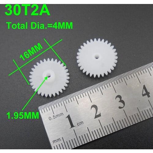 1000PCS/LOT 0.5M 30T 2A Plastic Spur Gear 0.5 Modulus T=30 Aperture: 2mm 1.95MM Tight Fitting 30 Teeth 4MMX16MM Gears NEW *FD855