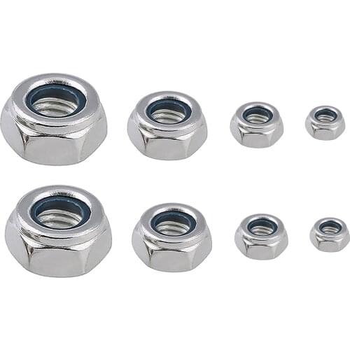 2-50pcs Metric M2 M2.5 M3 M4 M5 M6 M8 M10 M12 M14 M16 White Zinc Plated Steel Nylon Insert Hex Lock Nut Self-Locking Nut DIN985