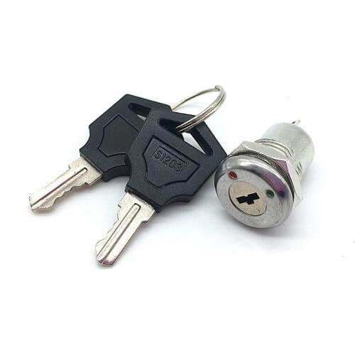 2PCS S1203 Electronic Key Switch ON OFF Lock Switch Phone Lock Security Power Locks 2 Keys 2 Position 12MM
