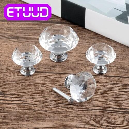 20/30/40mm Glass Diamond Crystal Cabinet Door Dresser Knobs Drawer Pulls Handle Crystal Knob Furniture Pull Handle Knobs