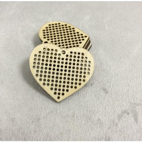 20 pcs heart cross stitch wood embroidery 50mm*50mm