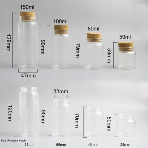 200 x 50ML 80ML 100ML150ML larger Empty Glass Wishing Bottle For Wedding Decoration 5OZ Gig Glass Display Container