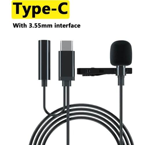 3.55 mm Lavalier Tie Clip Microphone Omnidirectional Metal USB Microphone Mini Audio Type C Mic for Computer Laptop Mobile Phone
