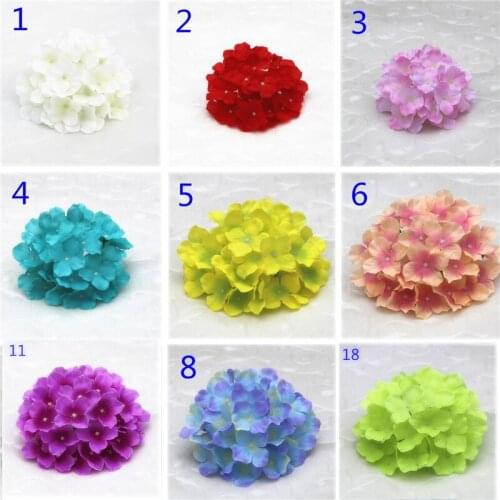 50 Pcs Simulation Silk Hydrangea Head Artificial Flowers for Wedding Home Garden Centerpiece DIY Flower Decoration Wholesale X2