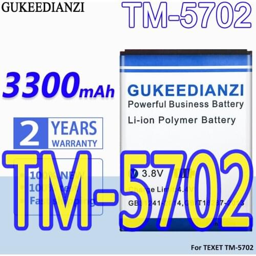 GUKEEDIANZI High Capacity Battery 3300mAh For TEXET TM-5702 Bateria