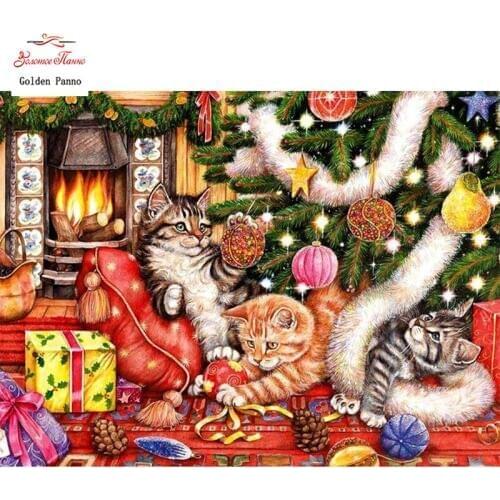 GOLDEN PANNO Diamond Painting Full Square 5D Diy Daimond Embroidery Diamant Mosaic Sale rhinestones pictures Cats 03