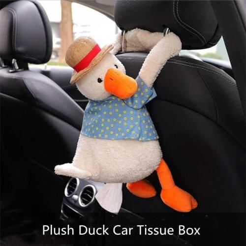 Car Tissue Box Goddness Creative Armrest Box Car Paper Bag Hanging Type Plush Duck Seat Back Car Tissue Box Ladies