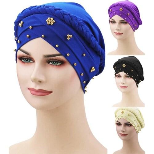 Bandanas Women Bowknot Hat Headwear 2021 Women Braid Indian Hat Muslim Stretch Turban Hat Chemo Cap Head Scarf Wrap Hots