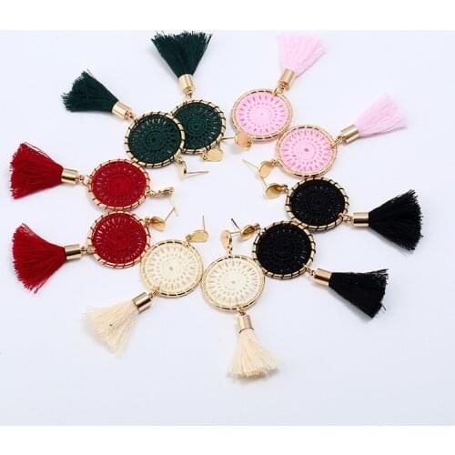 Bohemian Ethnic Ornate Wire Weave Dream Catcher Earrings Simple Exquisite womens tassel pendant earrings jewelry