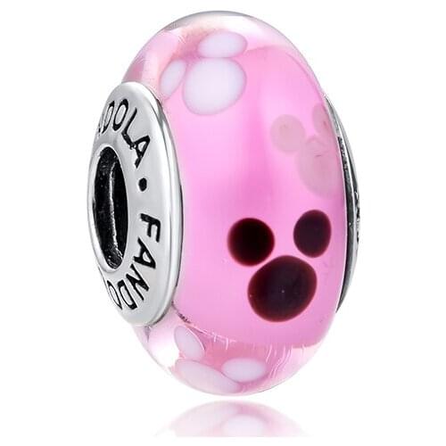 Fits for Charms Bracelets Necklaces 100% 925 Sterling Silver Jewelry Classic Mouse Murano Glass Beads Free Shipping