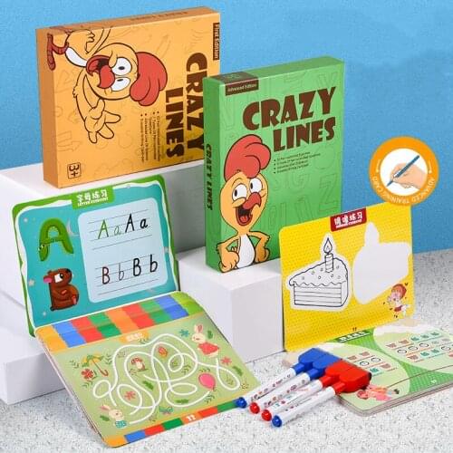 Childrens Wooden Erasable Writing Card Pen Controlling Matching Game Montessori Education Focus Training Toy Kids Gift