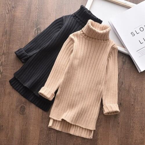 Childrens Western-style Sweater Bottoming Shirt 2020 Autumn Girls Mid-length Split Sweater Sweater Childrens Clothing