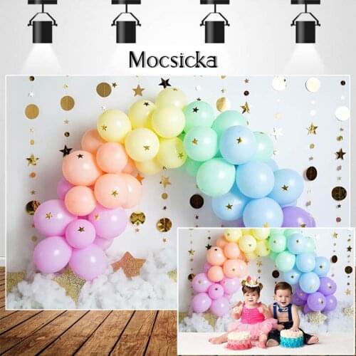 Children 1st Birthday Cake Smash Photography Studio Photo Background Flash Stars Balloon Decorations Backdrops Prop