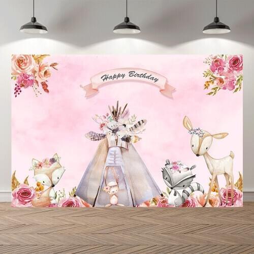 Seekpro Photography Background wonderland cartoon animals Happy birthday new born party baby shower Backdrop Photo Photocall