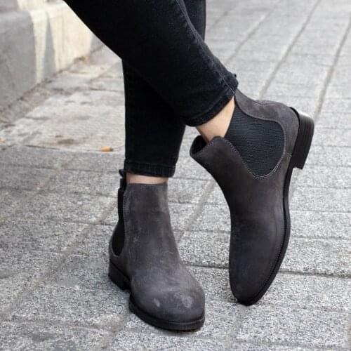 IBAY Тициан мъжки сиви естествени велур кожени ботуши