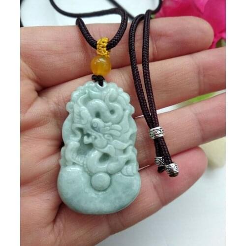 Quality Jade Amulet Carven Dragon jadite Pendant Chinese 12*Animal zodiac Dragon -Talisman