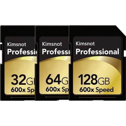 Kimsnot Professional 600x Memory Card 16GB 32GB 64GB 128GB 256GB SD Card SDHC SDXC Card C10 High Speed 90Mb/s UHS-1 DSLR Camera