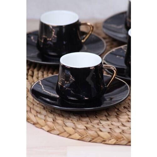 Black Marble Look Coffee Cups Gold Gilded Black Marble Pattern Coffee Set Espresso Cup ArapTürk Bosnian Coffee
