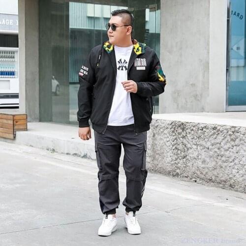 Spring and autumn tide oversized mens casual sports suit plus size tooling jacket jacket man 7XL 8XL 9xl