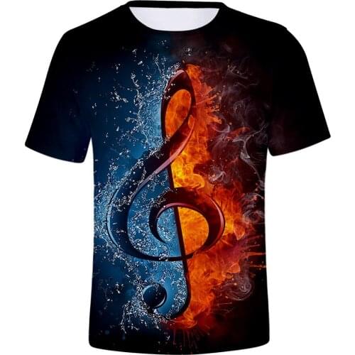 Fashion Musical notes Tshirt Men/women Fashion Harajuku 3D Print Music Mens t shirt Plus Size Clothes Top