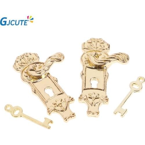 Set Of 4 Dolls House Miniature Door Lock With Keys For 1:12 Dollhouse Furniture DIY Accessories Children Furniture Toys