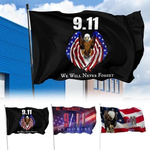 We Will Never Forget 911 20th Anniversary Memorial Flag 9/11 Garden Flag 3x5ft Outdoor Garden Decor Holiday Hanging Flag