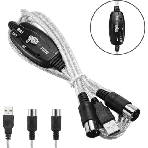New Audio Video Cables 1pc 1.8m USB IN-OUT MIDI Interface Cable Converter Professional PC to Music Keyboard Adapter Cord Mayitr