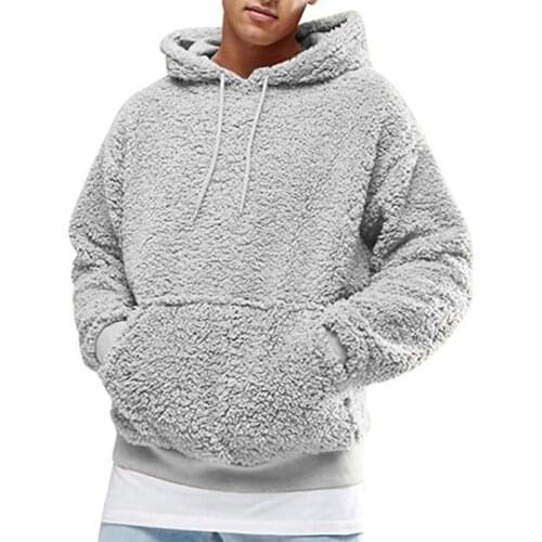 New Mens Sweater Warm Hooded Sweater Coat Jacket Autumn Winter Casual Loose Double-Sided Plush Mens Sweater Coat Top