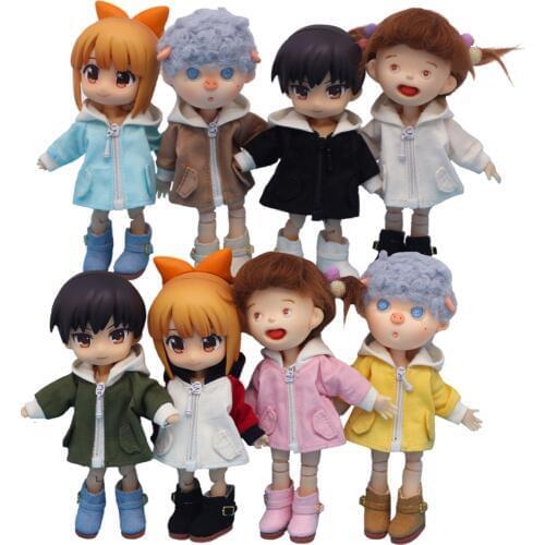 Clothes for ob11 1/12 BJD doll cotton clothes overalls bjd Coat GSC round is younger sister head doll Dress