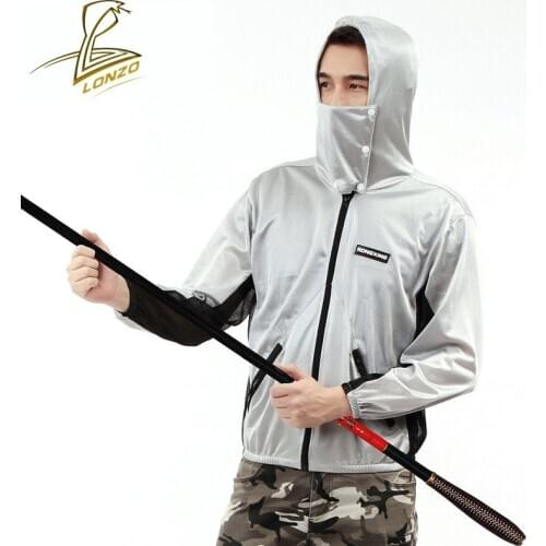 Fishing clothes knitted breathable sunscreen shirt UV protection men hooded fishing shirt outdoor sports quick-drying T-shirt