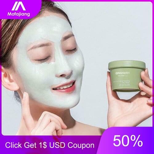Green Tea Cooling Remove Blackheads Clean Pores Mud Mask Green Tea Cleansing Mask Cream Deep Moisturizing Facial Skin