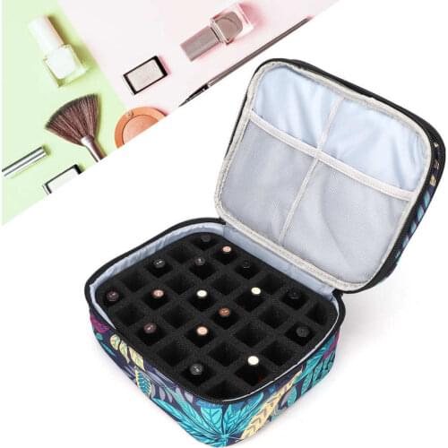 Nail Polish Organizer Leaf Pattern Double Layer Nail Gel Polish Manicure Tool Organizer Bag Storage Carrying Case
