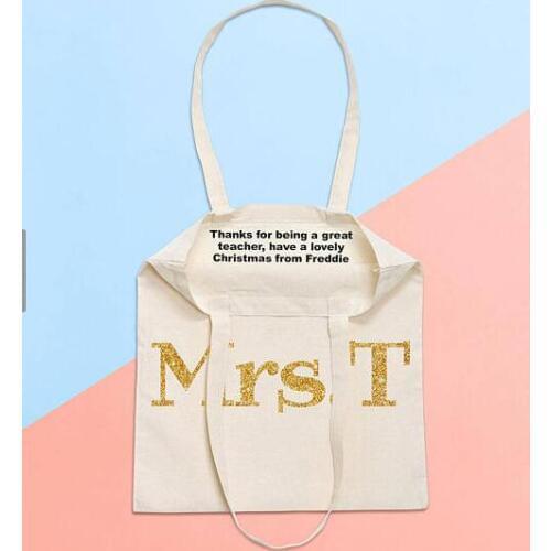 Personalized name glitter Teacher thank you gifts tote bags wedding New Year Christmas Party gift Bags